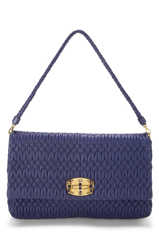 Miu Miu, Pre-Loved Purple Nappa Crystal Flap Shoulder Bag, Purple