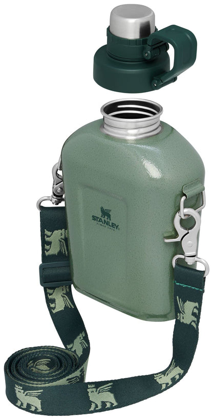 Stanley Legendary Classic Canteen 1.1 qt | Leakproof Drink Container with Strap | Stainless Steel Water Bottle with Lid | Camping, Hiking, Travel | BPA-Free | Hammertone Green