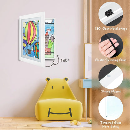 Golden State Art, 10x12.5 Kids Art Frames, Front-Opening Picture Frame Great for Kids Drawings, Artworks, Children Art Projects, Schoolwork, Home or Office (White, Set of 2)