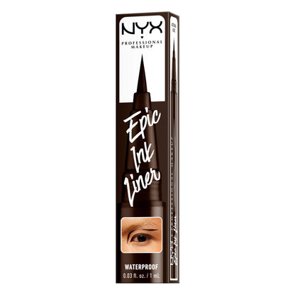 NYX PROFESSIONAL MAKEUP Epic Ink Liner, Waterproof Liquid Eyeliner with Vegan Formula - Dark Chocolate (Dark Brown Matte)