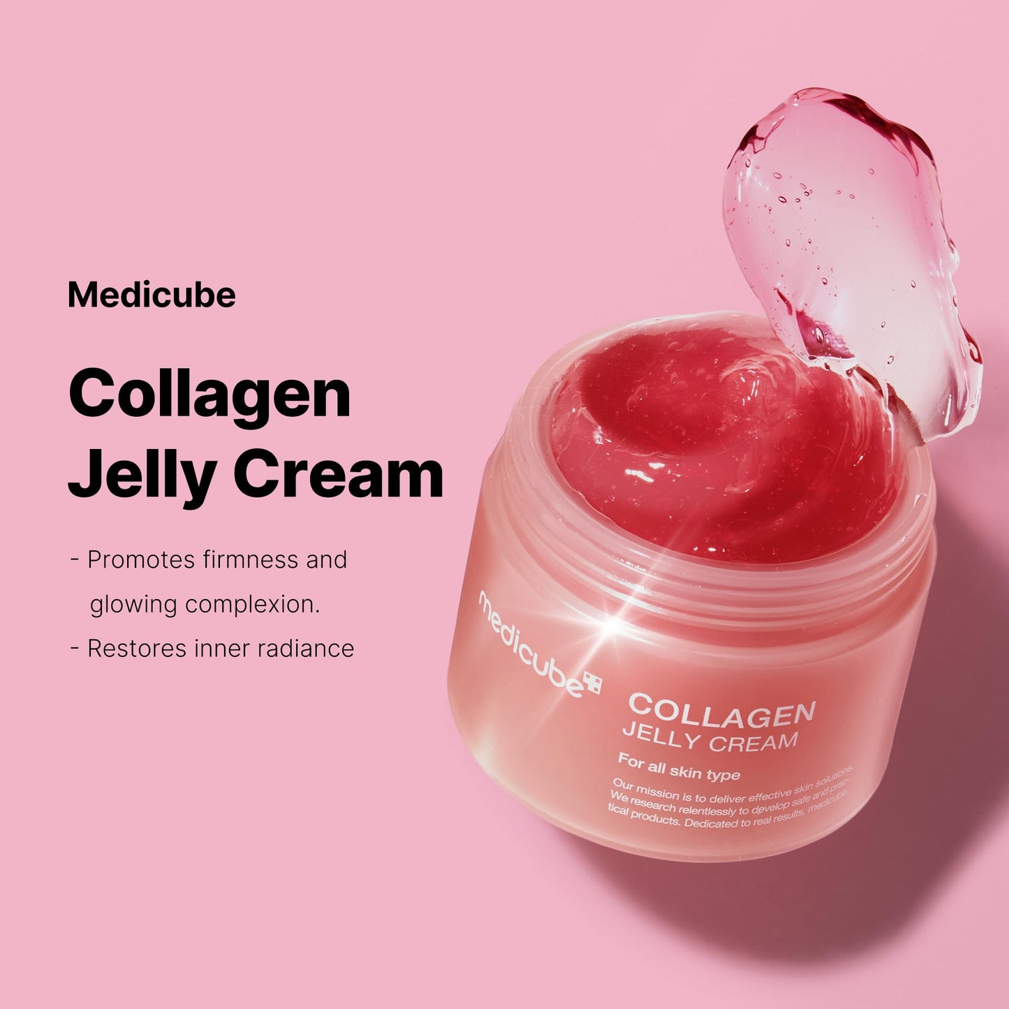 medicube Pink Skincare Set for Glass Glow Skin: Age-R Booster Pro Pink | 6-in-1 Real Glass Glow Beauty Massager and Collagen Jelly Cream- Niacinamide & Freeze-Dried Hydrolyzed Collagen 110ml