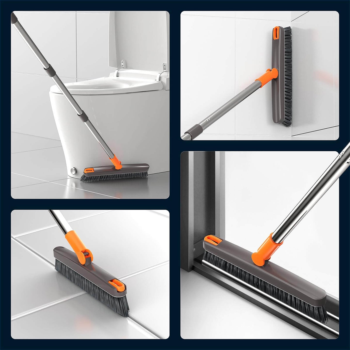 AIR U+ Floor Scrub Brush and Grout Brush with Long Handle