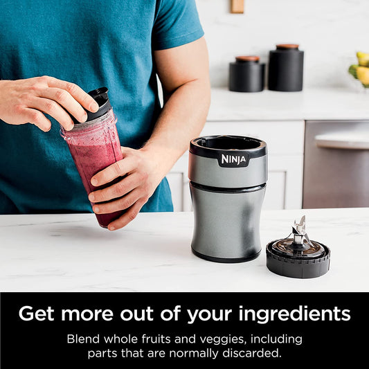 Ninja BN300 Nutri-Blender 900-Peak-Watt Personal Blender, 2 Dishwasher-Safe To-Go Cups (Renewed)