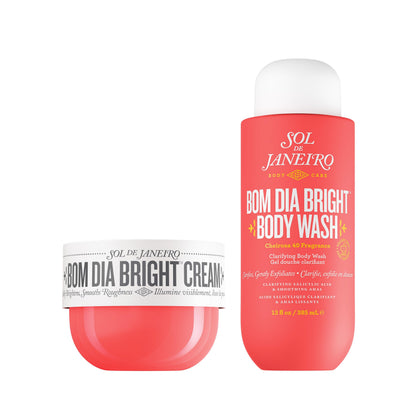 SOL DE JANEIRO Bom Dia Bright Cream and Body Wash Duo | Full Size Bom Dia Bright Shower Bundle | Clarifying and Smoothing | Cheirosa 40 Scent | Amazon Exclusive