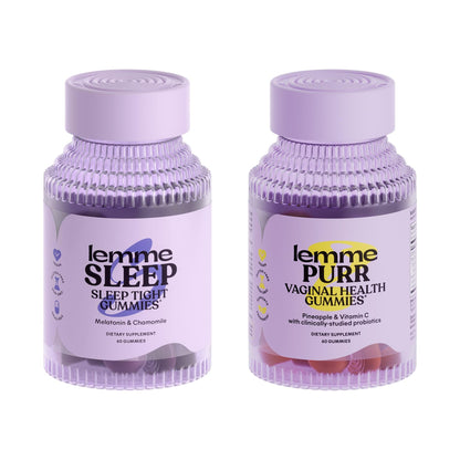 Lemme Sleep & Purr Bundle - Sleep Gummies, a Drug-Free Nighttime Aid & Purr Vaginal Probiotic Gummies for Women - Gluten Free, Gelatin Free, Non-GMO - 60 Count Each