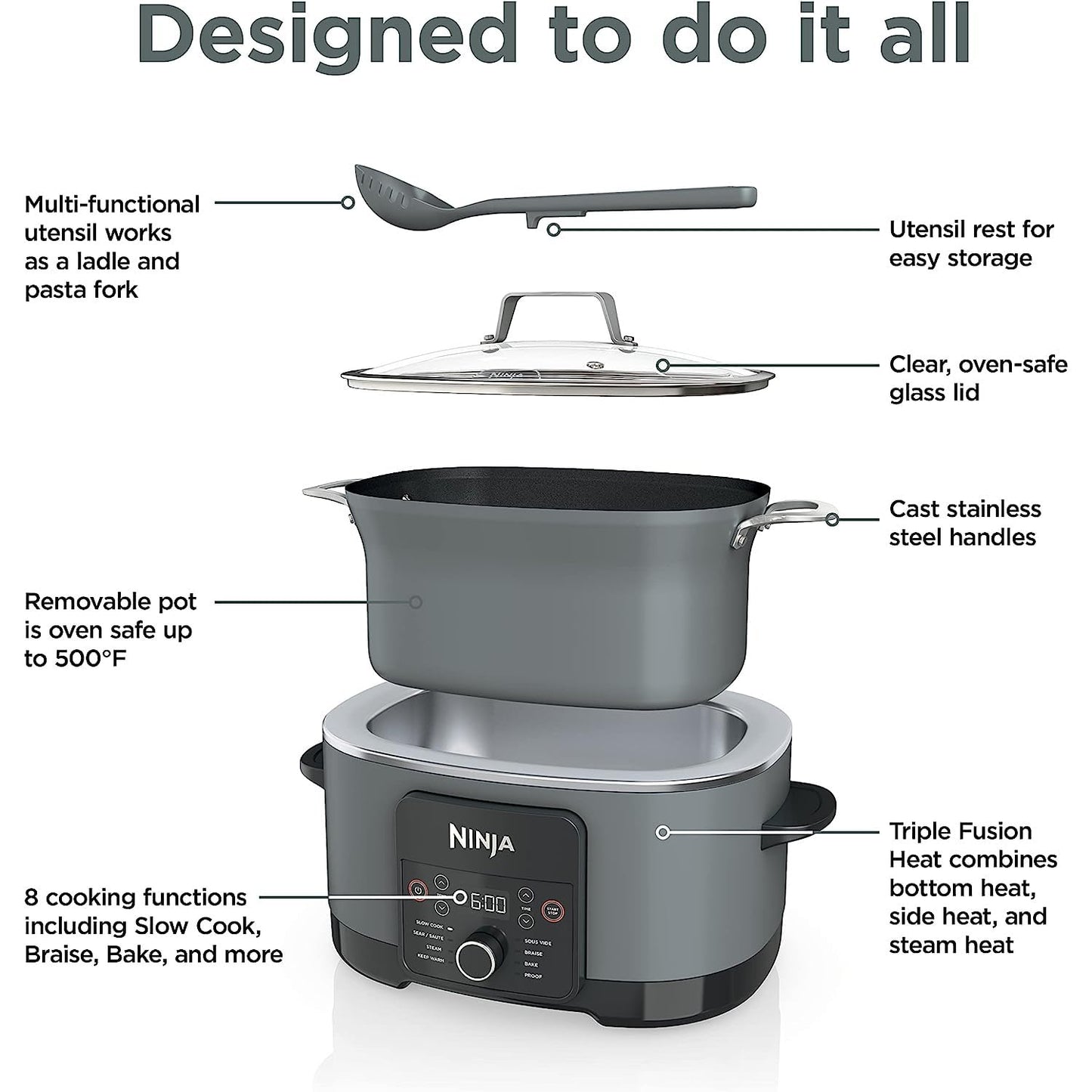 Ninja MC1001 Foodi Possible Slow Cooker PRO Multi-Cooker (Renewed) Bundle with 2 Year Enhanced Protection Pack