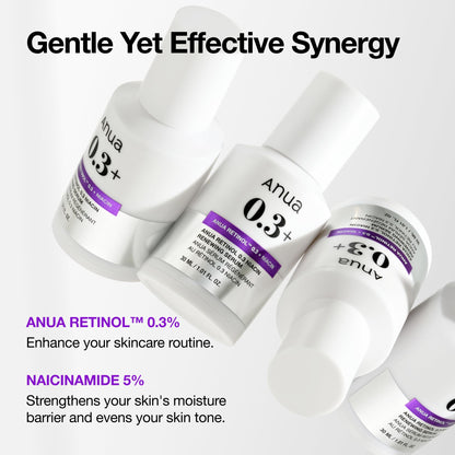 Anua Retinol Serum for Anti-Aging, Textured skin | 0.3% Retinol, 5% Niacinamide, 20+Soothing Ingredients Gentle for Beginner (30ml /1.01 fl.oz.)