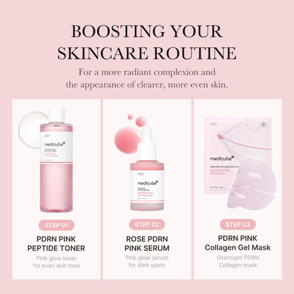 medicube Salmon DNA PDRN Pink Trio Set: Salmon DNA PDRN Pink Peptide Serum and Salmon DNA PDRN Pink CICA Soothing Toner and Salmon DNA PDRN pink collagen jelly gel mask (4ea)