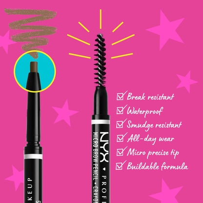NYX PROFESSIONAL MAKEUP Micro Brow Pencil (Ash Brown) + Brow Glue (Clear), 2-Pack Bundle
