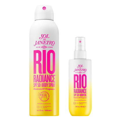Sol de Janeiro Rio Radiance SPF 50 Body Spray and Shimmering Body Oil Duo | Sheer Coverage | UV Protection | Amazon Exclusive