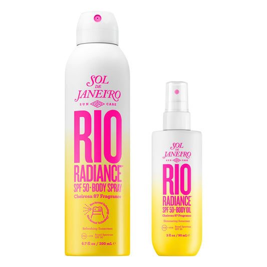 Sol de Janeiro Rio Radiance SPF 50 Body Spray and Shimmering Body Oil Duo | Sheer Coverage | UV Protection | Amazon Exclusive