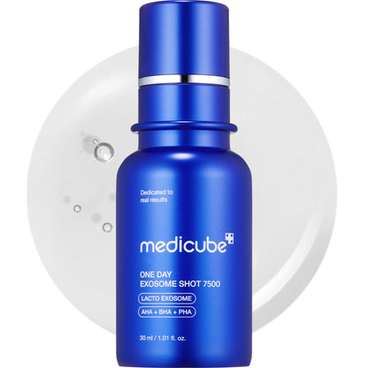 medicube Zero Exosome Shot 7,500 PPM Spicule Facial Serum | Liquid Skin Booster Serum | Exosome, AHA+BHA+PHA | Pore Care, Dead Skin Cells, Skin Texture | Korean Skin Care 1.01 fl.oz