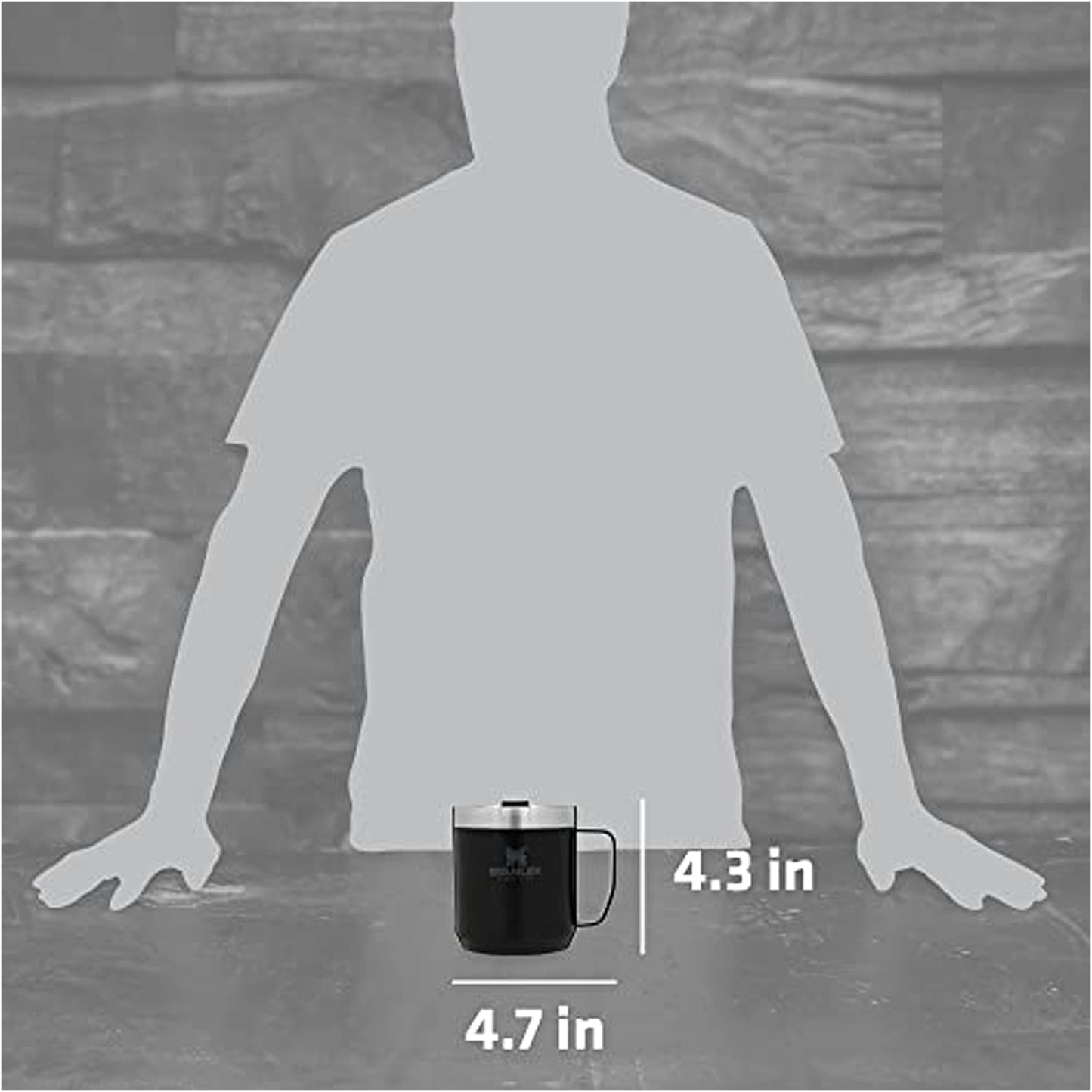 Stanley Stay-Hot Camp Mug 12 oz | Press Fit Drink Through Lid | Cup for Coffee, Tea and Drinks | Insulated Stainless Steel Coffee Mug | BPA-Free | Matte Black