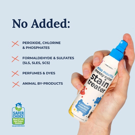 Miss Mouth's Messy Eater Stain Treater Spray - 16oz Stain Remover - 4oz 2 Pack - Laundry Detergent Sheets