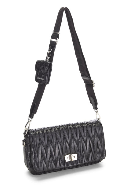 Miu Miu, Pre-Loved Black Nappa Crossbody, Black