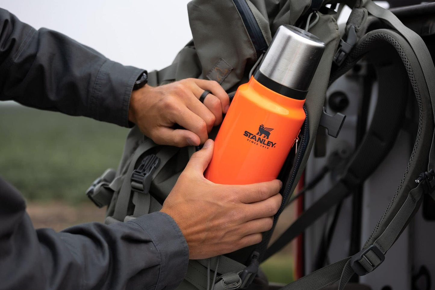Stanley Classic Legendary Vacuum Bottle 1.5 qt | Wide Mouth with Leakproof Cup Lid | Keep Drinks Hot or Cold | Packable for Travel | Insulated Stainless Steel Thermos | BPA-Free | Blaze Orange