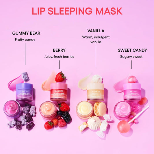 LANEIGE Day & Night Berry Lip Duo: Lip Sleeping Mask and Lip Glowy Balm with Vitamin C, Shea & Murumuru Butter for Hydrating Dry, Flaky Lips