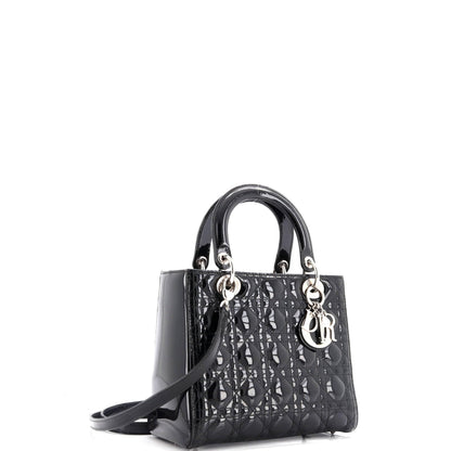 Christian Dior, Pre-Loved Lady Dior Bag Cannage Quilt Patent Medium, Black
