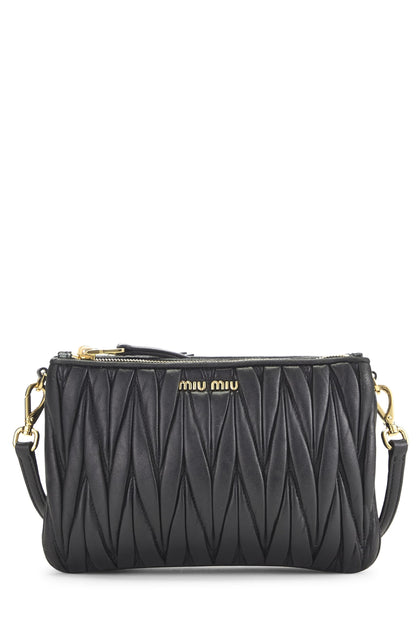 Miu Miu, Pre-Loved Black Nappa Double Zip Crossbody, Black