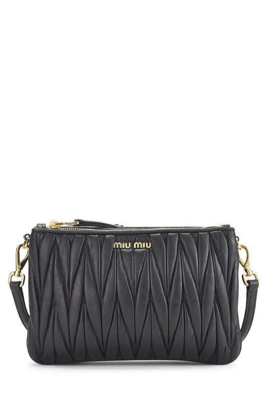 Miu Miu, Pre-Loved Black Nappa Double Zip Crossbody, Black