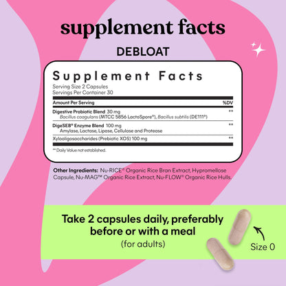 Lemme Debloat and Smooth Bundle - Prebiotic, Probiotic & Digestive Enzyme Capsules for Bloating & Gas Relief, Reduce Cellulite, Plump Skin, Smooth Cellulite