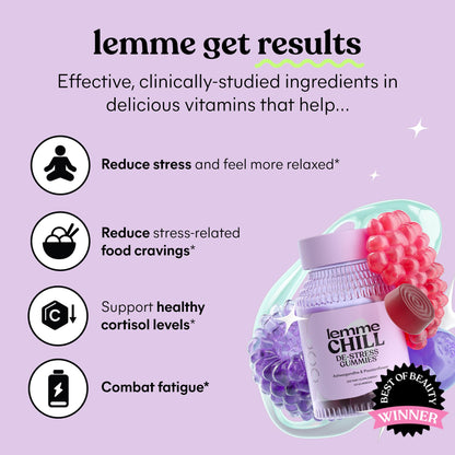 Lemme Chill & Sleep Bundle - Stress Relief Gummies with KSM-66 Ashwagandha & Deep Sleep Gummies with Melatonin and Magnesium to Fall Asleep Faster - Gluten-Free and Non-GMO (Variety Pack of 2)