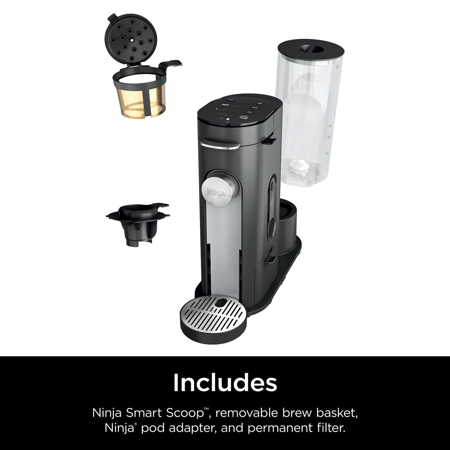 Ninja PB040C Single Server Coffee Maker, Compatible with 62oz K-Cup Pods, Iced Coffee Reservoir, Black