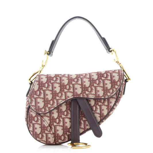 Christian Dior, Pre-Loved Saddle Handbag Oblique Canvas Mini, Red
