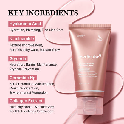 medicube Viral Glass Glow Overnight Wrapping Mask Duo: Collagen Overnight Wrapping Peel Off Facial Mask Pack and Turmeric Overnight Wrapping Peel Off Mask and Jelly Brush