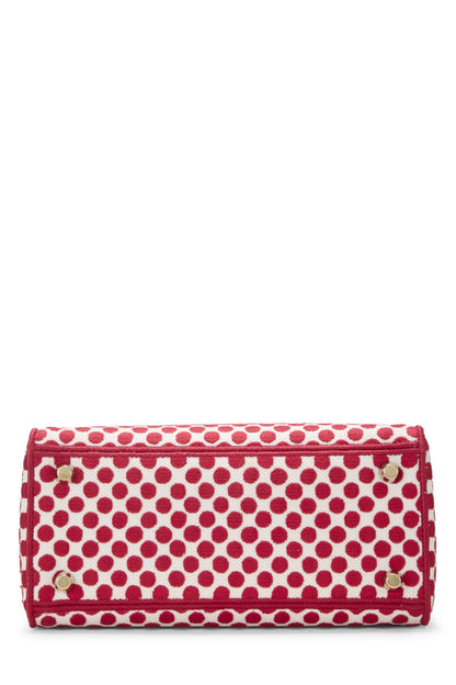 Dior, Pre-Loved Red Embroidered Canvas Dioramour Lady D-Lite Medium, Red