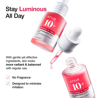 Anua Glass Skin Prep Duo, 10% Niacinamide+4% Tranexamic Acid Serum & Heartleaf 77 Soothing Toner for Glow Skin, Hyaluronic Acid, Vitamin B12, Calming, Hydrating, pH Balance, Korean Skincare Set