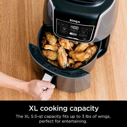 Ninja Air Fryer XL, 5.5 Qt. Capacity that can Air Fry, Air Roast, Bake, Reheat & Dehydrate, with Dishwasher Safe, Nonstick Basket & Crisper Plate and a Chef-Inspired Recipe Guide, Grey, AF150AMZ