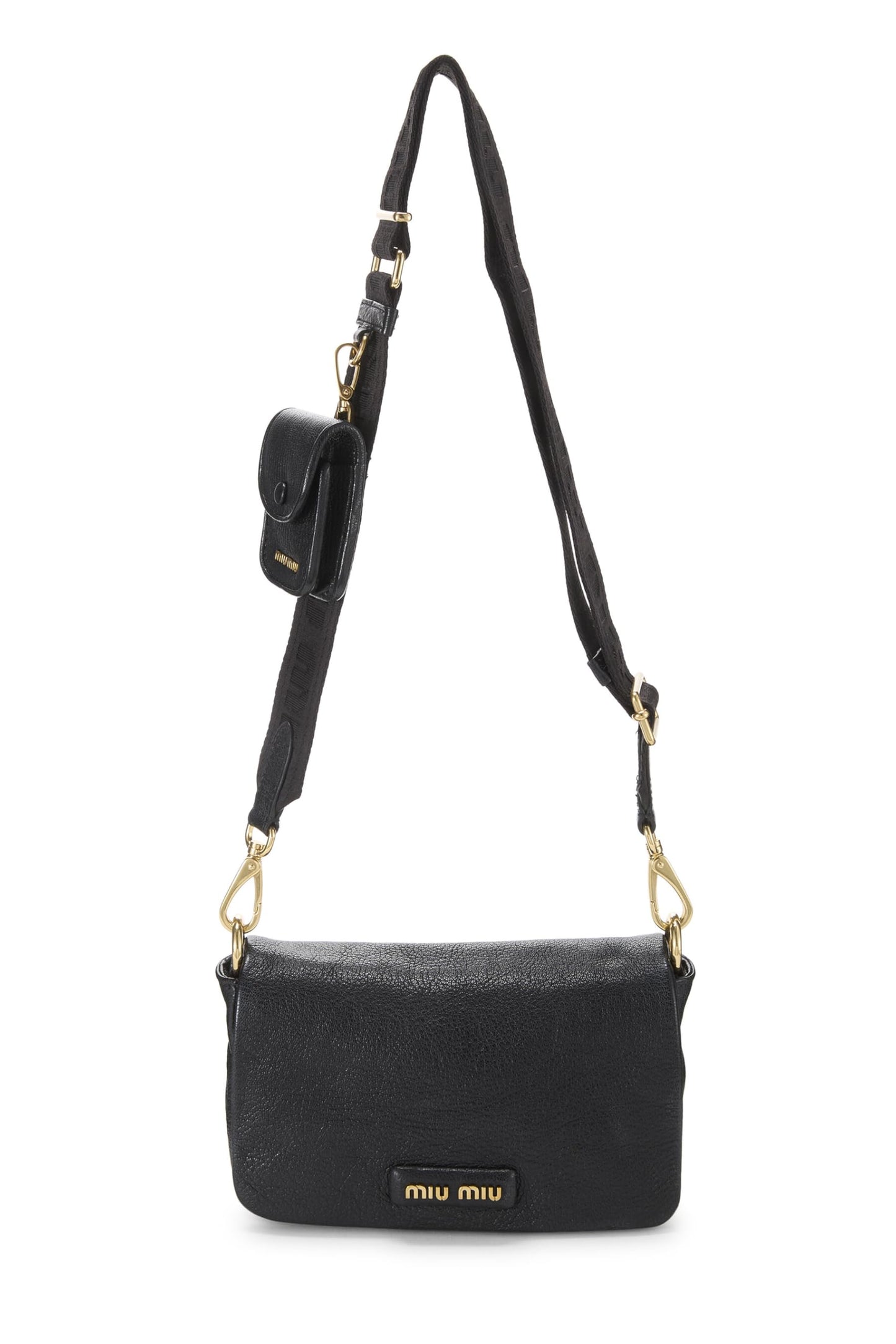 Miu Miu, Pre-Loved Black Calfskin Crossbody Bag, Black