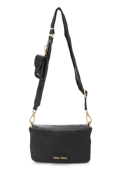 Miu Miu, Pre-Loved Black Calfskin Crossbody Bag, Black