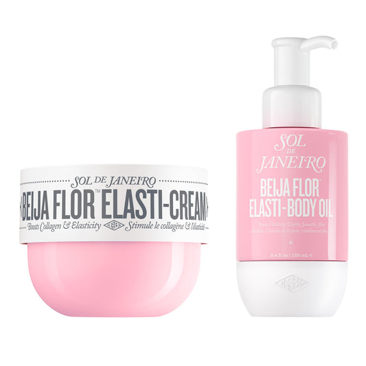 SOL DE JANEIRO Beija Flor Elasti-Cream and Body Oil Bundle | Elasticity-Boosting Duo | Full Size Body Cream & Oil | Cheirosa 68 Scent | Amazon Exclusive