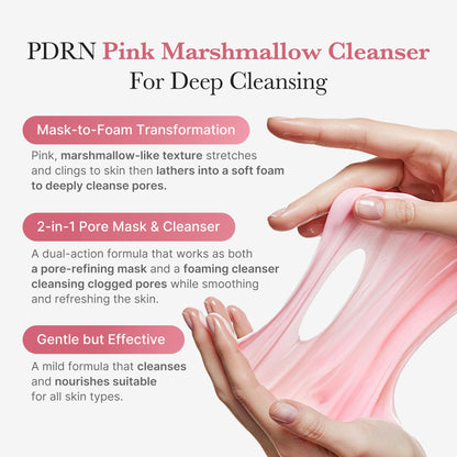 medicube Salmon PDRN Essentials Set: Salmon DNA PDRN pink collagen jelly gel mask 4ea and Pink Marshmallow Whip Cleanser