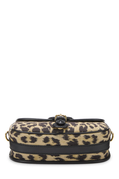 Dior, Pre-Loved Brown Cheetah Canvas Bobby Flap Medium, Brown