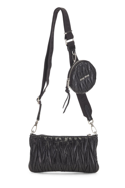 Miu Miu, Pre-Loved Black Nappa Crossbody, Black