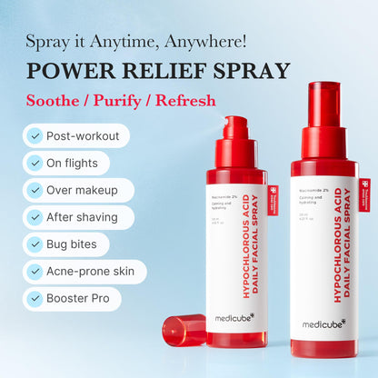 medicube Power Soothing Spray | Hypochlorous Acid Daily Facial Mist for Calming & Soothing | Niacinamide for Uneven Skin Tone & Texture | Korean Skincare | 4.22 fl.oz