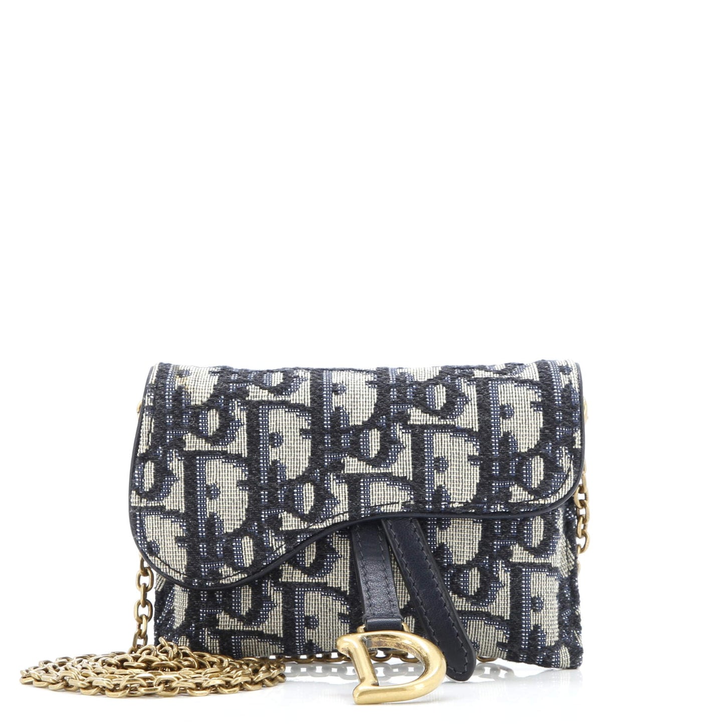Christian Dior, Pre-Loved Saddle Nano Pouch Oblique Canvas, Blue