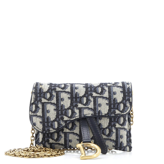 Christian Dior, Pre-Loved Saddle Nano Pouch Oblique Canvas, Blue