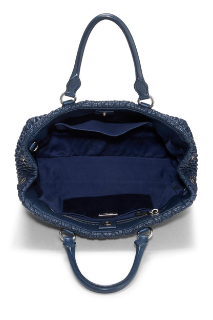 Miu Miu, Pre-Loved Navy Nappa Convertible Top Handle Bag Small, Navy