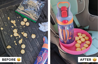 Travel Tray Round, USA Made Easily Convert Your existing Cup Holder to a Tray and Cup Holder for use in a Car Seat, Booster, Stroller, Golf Cart and Anywhere You Have a Cup Holder! Dino Green