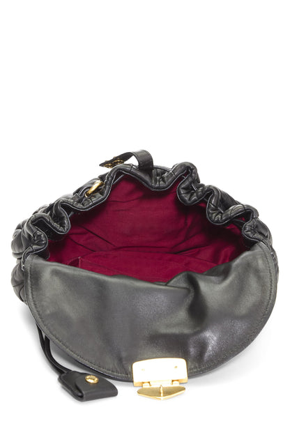 Miu Miu, Pre-Loved Black Calfskin Buckle Hobo Small, Black