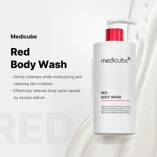 medicube red glow body essentials- Red Body Peeling Shot Body Spray Cleanser + Red Body Wash