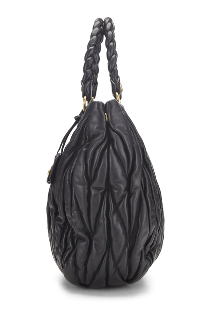 Miu Miu, Pre-Loved Black Nappa Buckle Handbag, Black