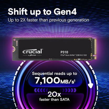 Crucial P310 500GB 2280 PCIe Gen4 3D NAND NVMe M.2 SSD – Up to 6,600MB/s – Shift up to Gen4, with Acronis Offer, Internal Solid State Drive (PC) – CT500P310SSD801