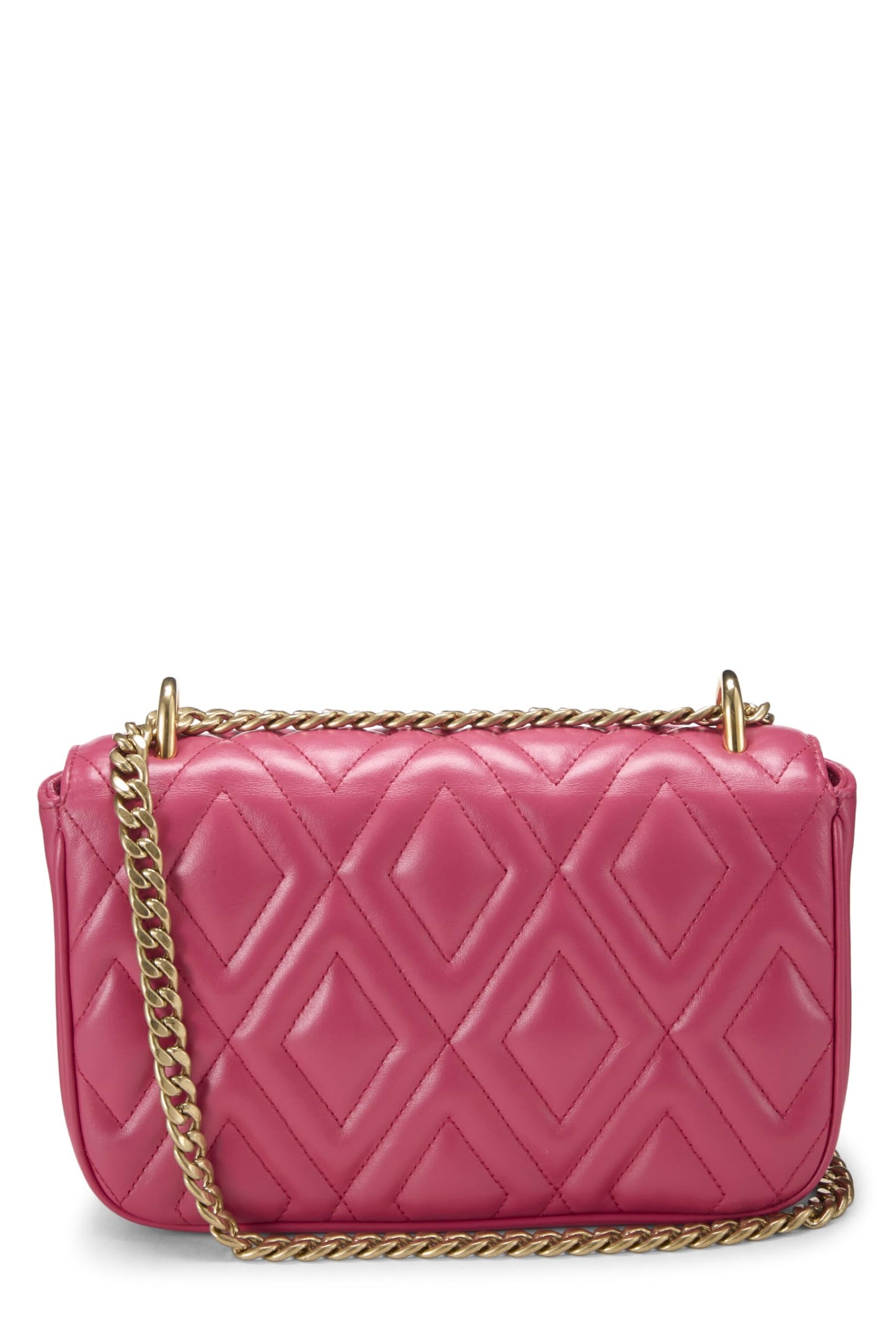 Miu Miu, Pre-Loved Pink Calfskin Diamond Quilted Shoulder Bag, Pink