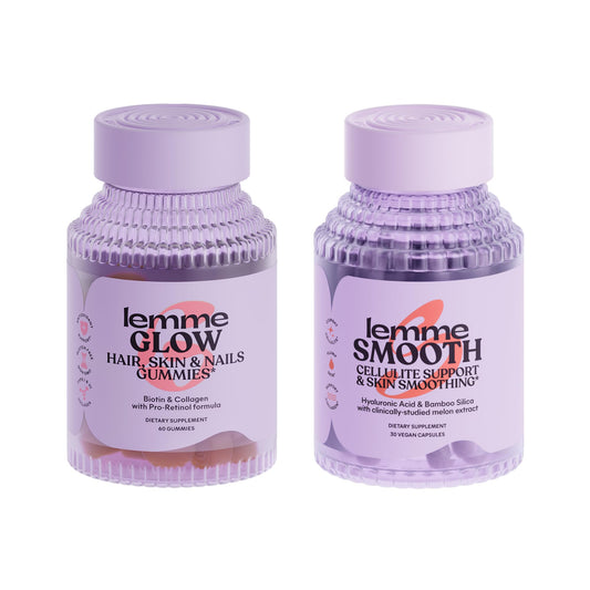 Lemme Glow Collagen Hair Gummies for Strong, Thick Hair & Reduced Shedding Smooth Anti Cellulite Capsules for Women, Smooth Legs & Thighs, Reduce Cellulite & Crepey Skin Bundle