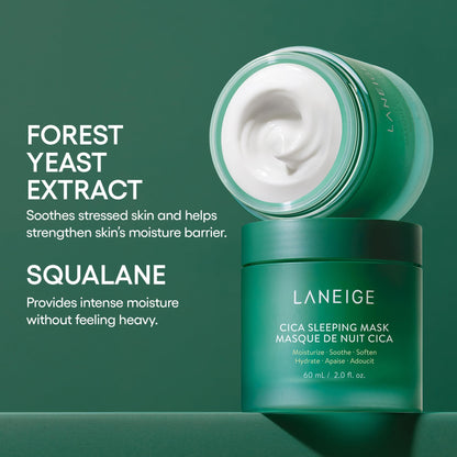 LANEIGE Cica Sleeping Mask: Soothing Overnight Mask with Centella & Fermented Forest Yeast Extract for Sensitive Skin & Moisture Barrier Repair